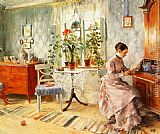 Carl Larsson An Interior with a Woman Reading painting